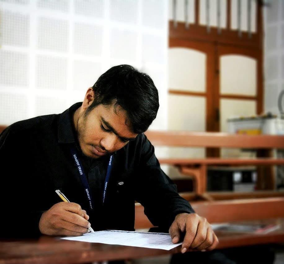 Kshitij studying at ICFAI Jaipur during his BSc